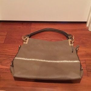Taupe bag w/gold & diamond accents